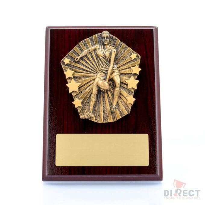 Cosmos Aussie Rules Female Mahogany Plaque