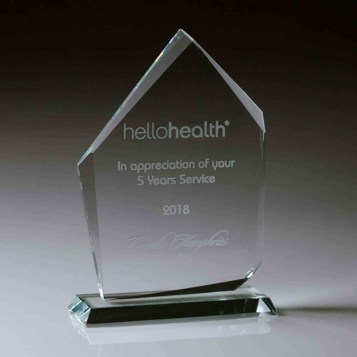 Memorial Peak Glass Trophy