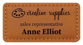Leatherette Rawhide Name Badge with Magnet