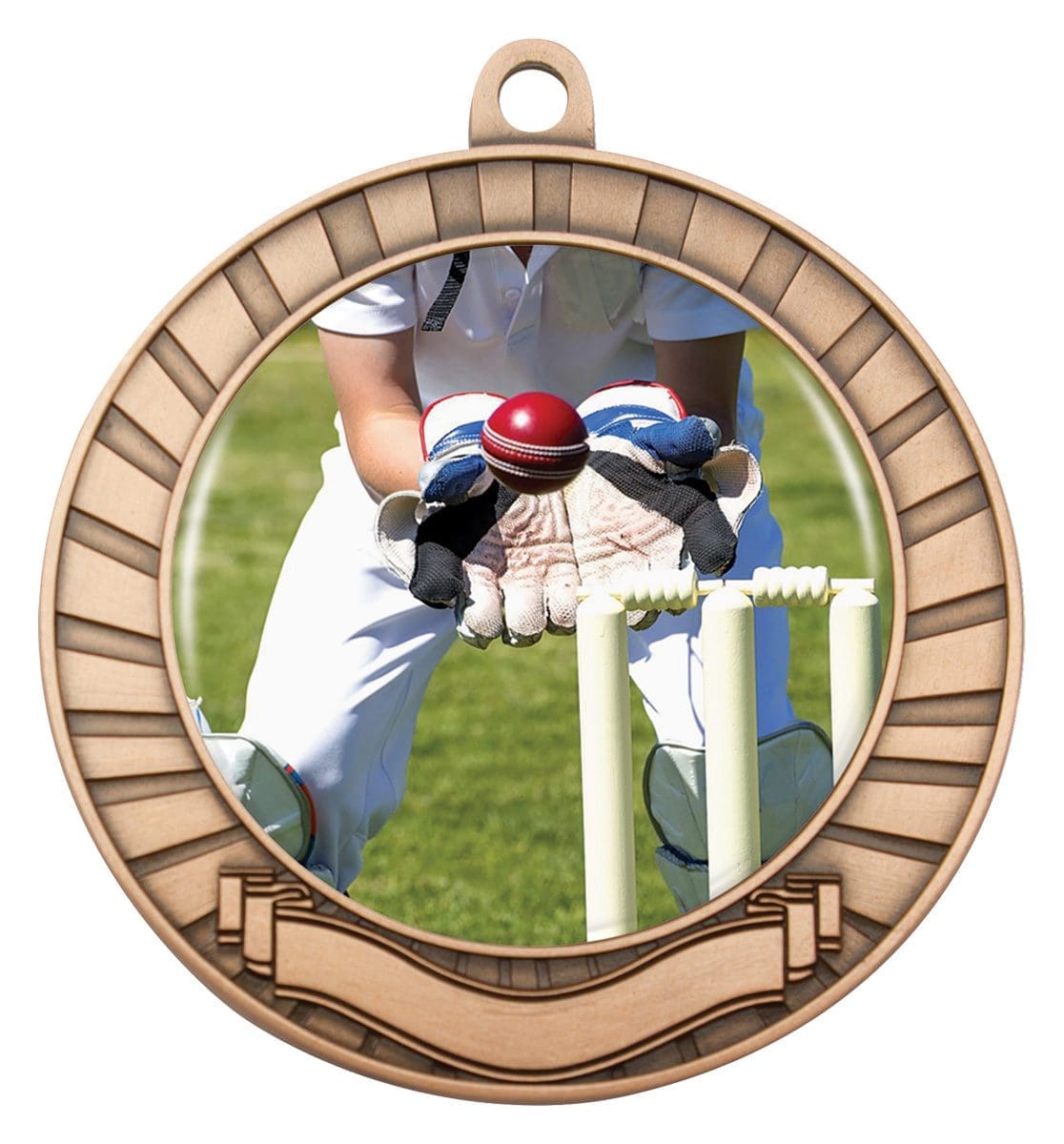 Eco Scroll Cricket Wicketkeeper Medal - Image 5