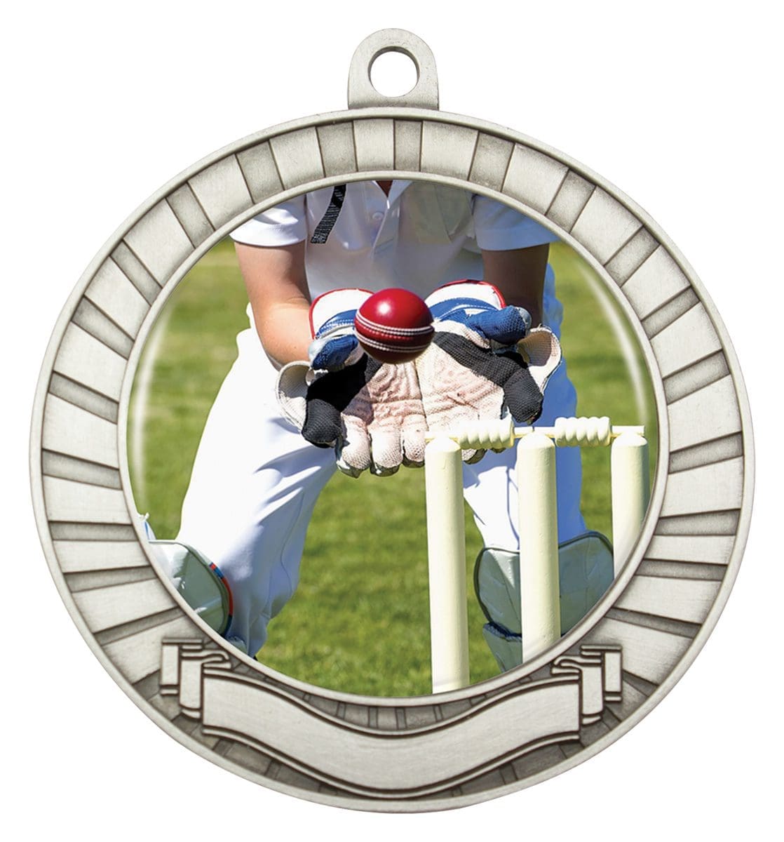 Eco Scroll Cricket Wicketkeeper Medal - Image 3