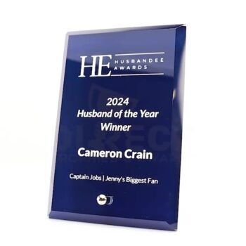 Prime Glass Plaque Blue Trophy