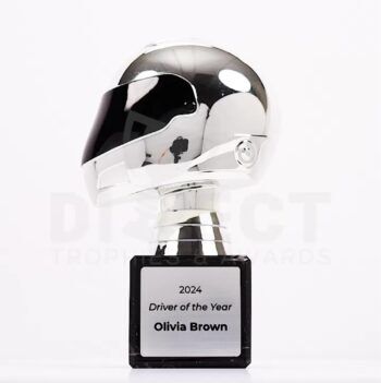 Motorsport Driver Silver Helmet Trophy