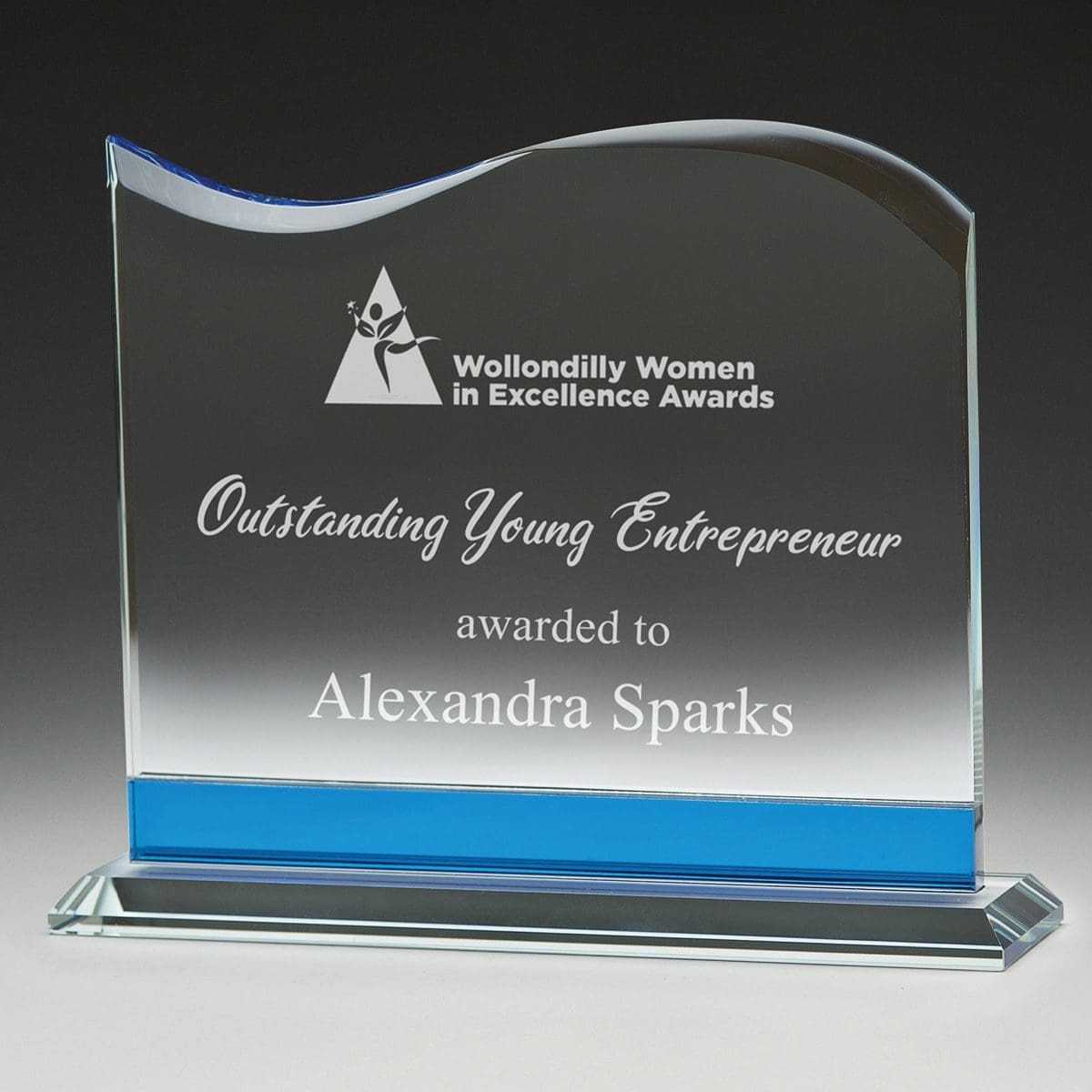 Blue Tidal Glass Trophy