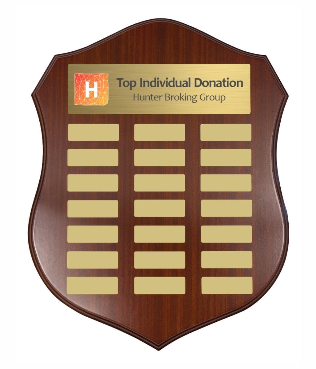 Distinction Colour Perpetual Gold Trophy Shield - Image 2